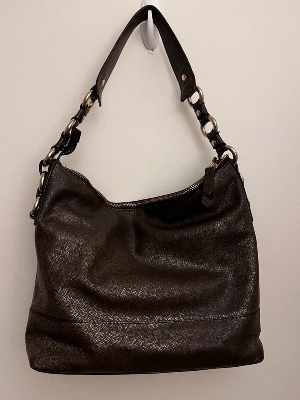 Vintage Cole Haan Pebbled Metallic leather Hobo Shoulder Bag